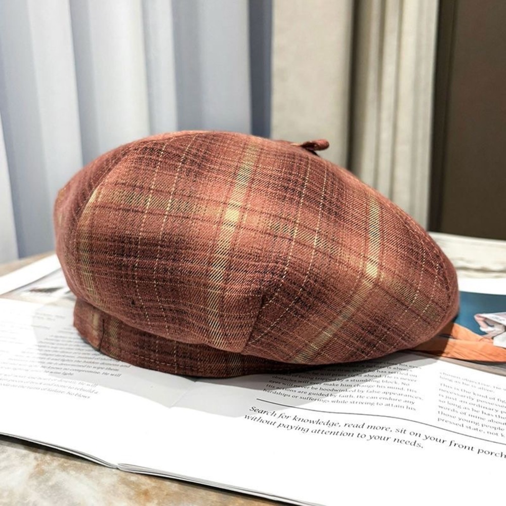Plaid Brown Beret for Men